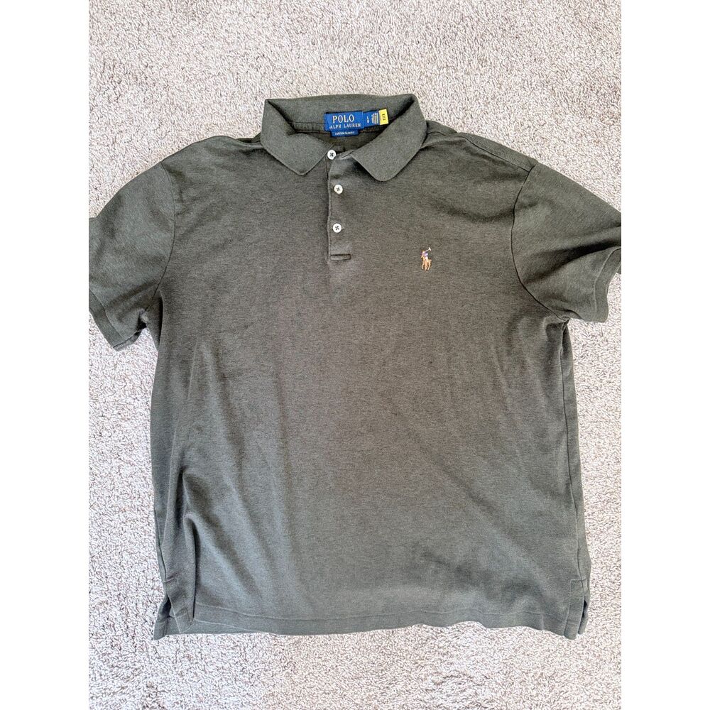 Polo Ralph Lauren Custom Slim Fit Polo Shirt Boy's Large Green Pony Logo